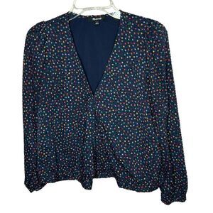Madewell Sugar Dot Long Sleeve Lyric Wrap Top. Size Small.